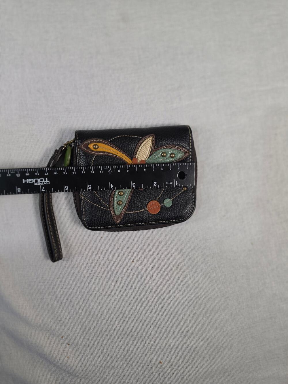 Chala Black Dragonfly Wristlet Wallet Vegan Leather